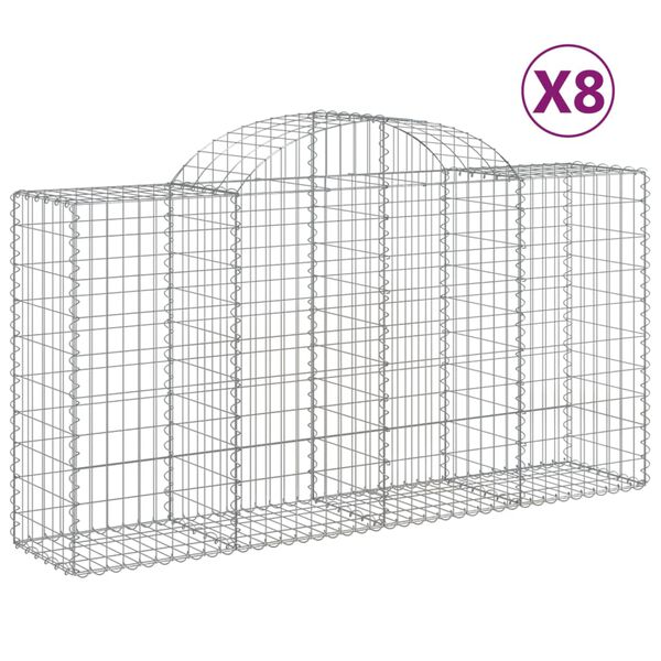 vidaXL Габионни кошници арка 8 бр 200x50x100/120 см поцинковано желязо