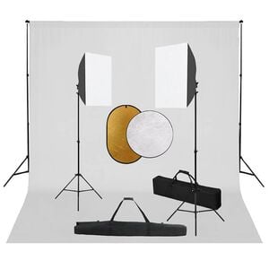 vidaXL Фотографски комплект за студио със софтбокс, фон и рефлектор