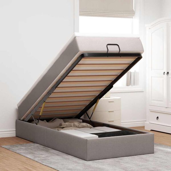 vidaXL Османска легло с матрак, таупе, 100x200 см, плат