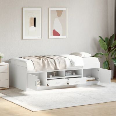 vidaXL Дневно легло с чекмеджета, бяло, 90x200 см, инженерно дърво