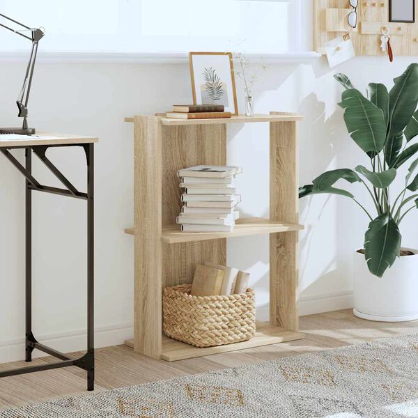 vidaXL Библиотека 3 рафта сонома дъб 60x30x80 см инженерно дърво