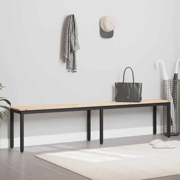 vidaXL Пейка Естествен 200 x 35 x 45 см Солидно борово дърво