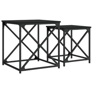vidaXL Стифиращи кафе маси, 2 бр, черни, инженерно дърво