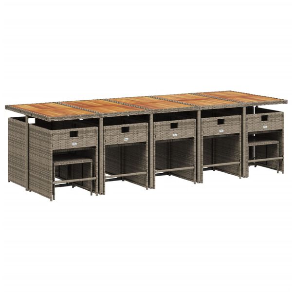 vidaXL Градински комплект с възглавници 15 части полиратан сив