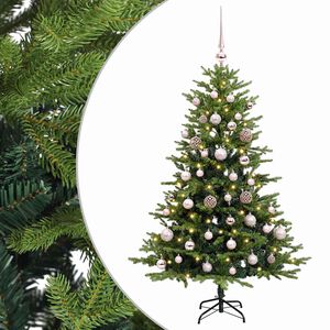 vidaXL Изкуствена коледна елха с топки 120 см 150 LED светодиода