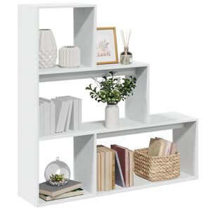 vidaXL Разделител за стая / библиотека, 3 нива, бял, 123x29x123 см