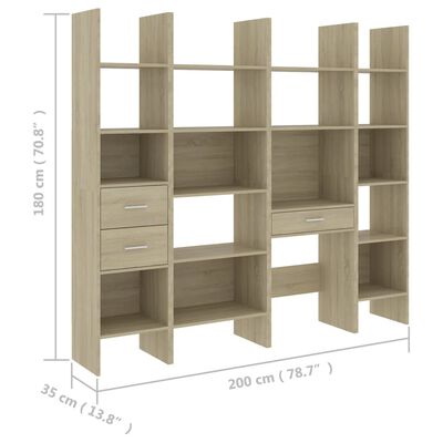 vidaXL Комплект шкафове за книги от 4 части, дъб сонома, ПДЧ