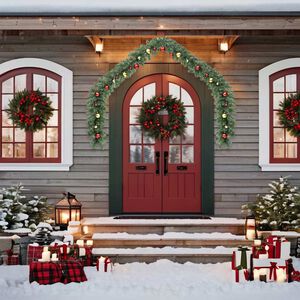 vidaXL Коледен гирлянд, декориран с топки и LED лампички, 5 м