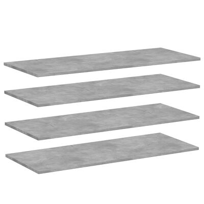 vidaXL Рафтове за етажерка, 4 бр, бетонно сиви, 100x40x1,5 см, ПДЧ