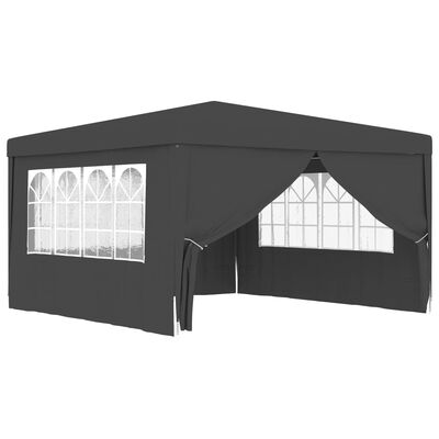 vidaXL Професионална парти шатра със стени 4х4 м антрацит 90 г/м²