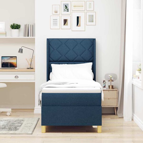 vidaXL Легло с пружинирана основа с матрак Синьо 80 x 200 cm текстил