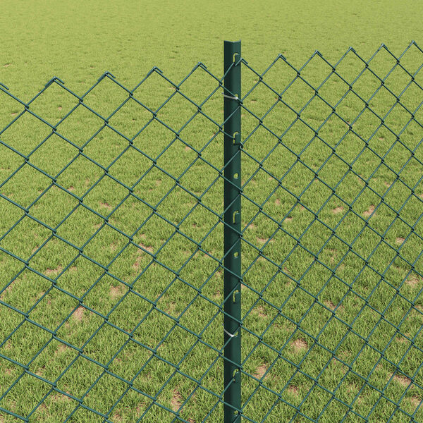 vidaXL Ограда с пост Зелен 1,4 x 10 m Стомана и PVC