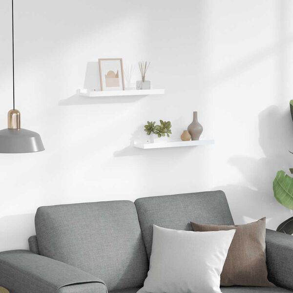 vidaXL Стенни рафтове, 2 бр, бял гланц, 40x9x3 см