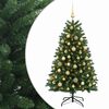vidaXL Изкуствена коледна елха, среднозелена, с топка 150 см