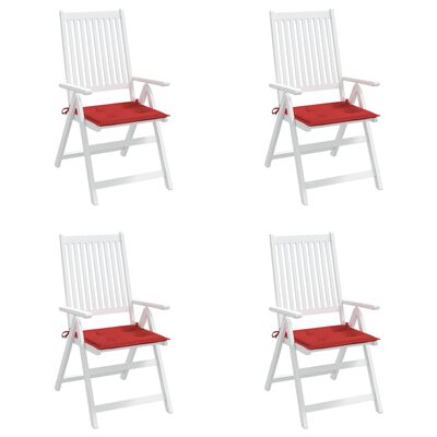 vidaXL Възглавници за столове 4 бр червени 50x50x3 см Оксфорд плат