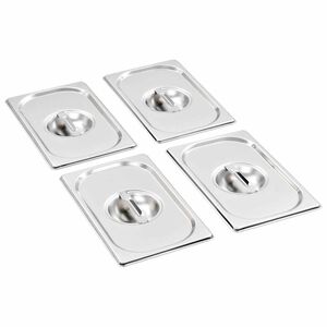 vidaXL Капаци за GN 1/4 съдове 4 бр неръждаема стомана