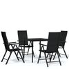 vidaXL Градински трапезен комплект, 5 части, черен