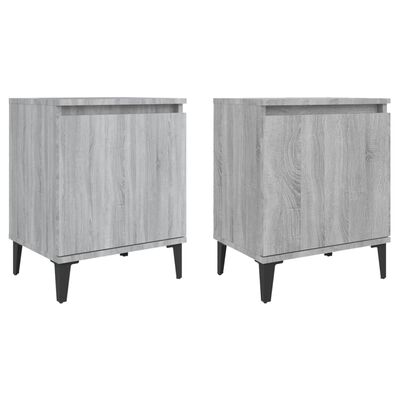 vidaXL Нощни шкафчета с метални крака, сив сонома, 40x30х50 см