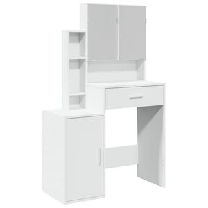 vidaXL Тоалетка с шкаф, бяла, 80x35x132 см