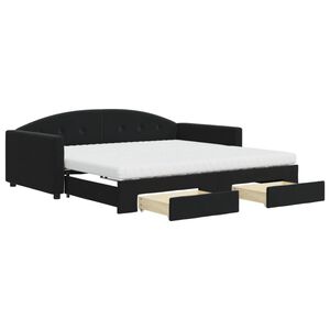 vidaXL Канапе с изтеглящо легло и чекмеджета черно 100x200 см кадифе