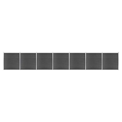 vidaXL Ограден панел, WPC, 1218x186 см, черен