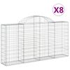 vidaXL Габионни кошници арка 8 бр 200x30x100/120 см поцинковано желязо