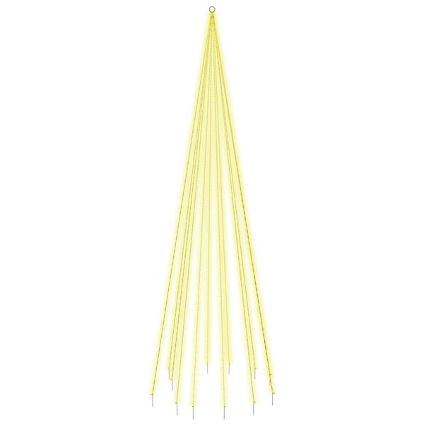 vidaXL Коледна елха на флагщок, топло бяло, 732 LED, 500 см