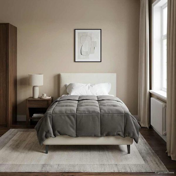 vidaXL Летен юрган Патичено Светлосиво 155 x 220 cm Микрофибър