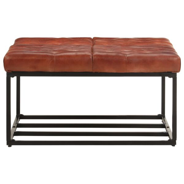 vidaXL Пуф, тъмнокафяв, 80x80x43 см, естествена кожа