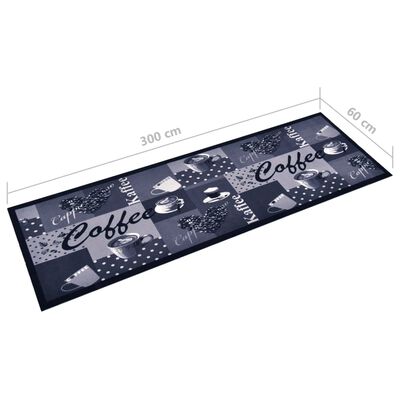 vidaXL Кухненско килимче, перимо, син принт кафе, 60x300 см