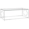 vidaXL Маса за кафе сребриста 120x60x45 cм неръждаема стомана и стъкло