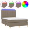 vidaXL Боксспринг легло с матрак и LED, таупе, 140x190 см, плат