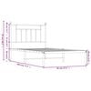 vidaXL Метална рамка за легло с горна табла, бяла, 90x190 см