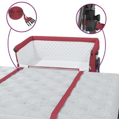 vidaXL Бебешко легло с матрак, червено, ленен плат