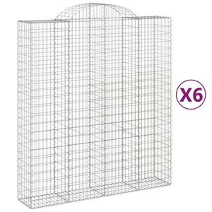 vidaXL Габионни кошници арка 6 бр 200x50x220/240 см поцинковано желязо
