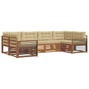 vidaXL Комплект дивани за открито 6 pcs Натурален и Бежов