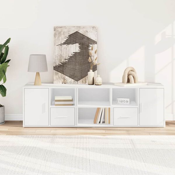 vidaXL Ъглов шкаф, бял, 160x40x45 см, инженерно дърво