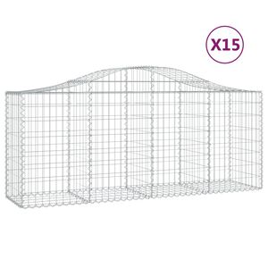 vidaXL Габионни кошници арка 15 бр 200x50x80/100 см поцинковано желязо