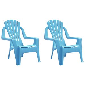 vidaXL Градински столове 2 бр за деца сини 37x34x44 см PP дървен вид