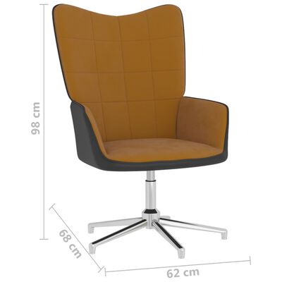 vidaXL Релаксиращ стол с табуретка, кафяв, кадифе и PVC