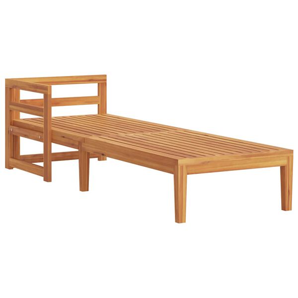 vidaXL Шезлонг с 1 подлакътник, кремавобял, акациево дърво масив