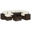 vidaXL Градински комплект с възглавници, 8 части, кафяв, полиратан