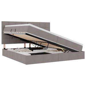 vidaXL Легло с място за съхранение и LED Таупе 200 x 200 cm Полиестер