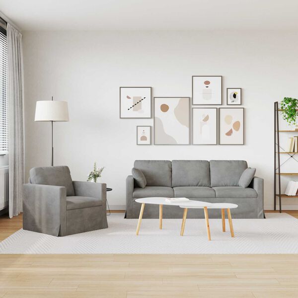 vidaXL Диван 2 pcs Светлосиво 198 x 78 x 80 см Кадифе