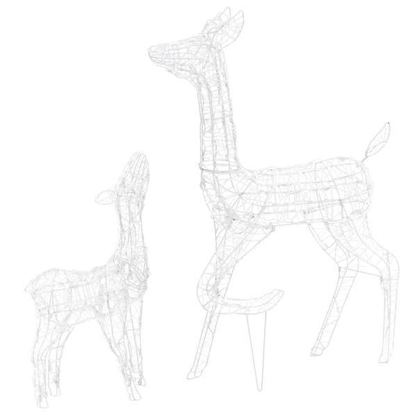 vidaXL Акрилна коледна украса семейство елени, 160 LED, студено бяло