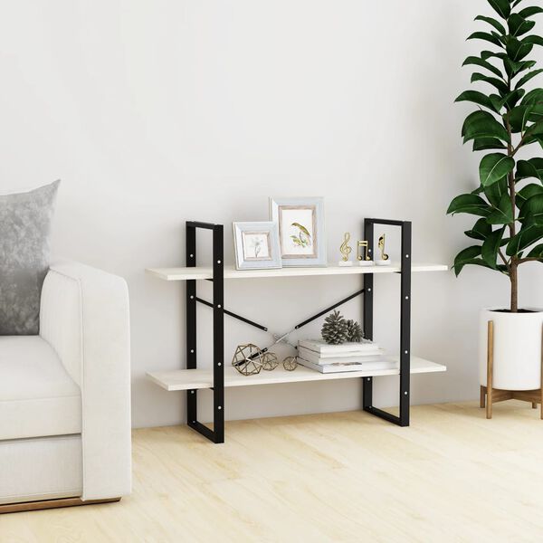 vidaXL 2-етажна библиотека, бяла, 100x30x70 см, борово дърво масив