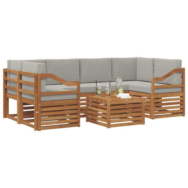 vidaXL Комплекти дивани с възглавница 7 pcs Естествено и светло сиво