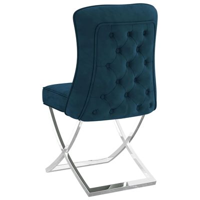 vidaXL Трапезен стол, син, 53x52x98 см, кадифе и неръждаема стомана