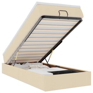 vidaXL Османска легло с матрак, кремаво, 100x200 см, плат