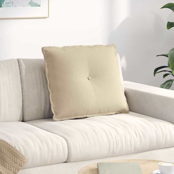 vidaXL Възглавница за гръб Крем 60 x 50 cm Микрофибърна тъкан